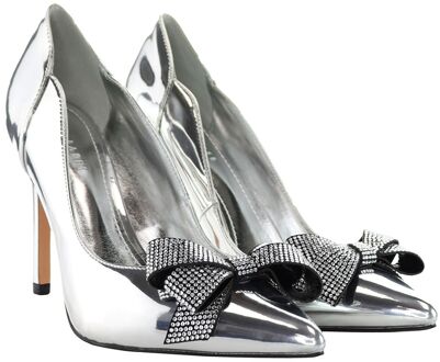 Ted Baker Orlila Kristallen Strik Dames Zilveren Instappers