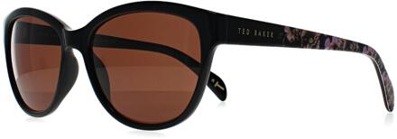 Ted Baker TB1605 Amie 011 glanzend zwart bloemen bruin zonnebril