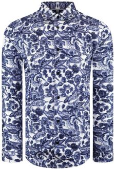 Ted Baker Uldale Heren Wit/Blauw Peterselie Overhemd