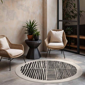 Ted Baker Vloerkleed Bounds Rond - Zwart Wit Xcm - Polypropyleen - Dekbed-Discounter.nl