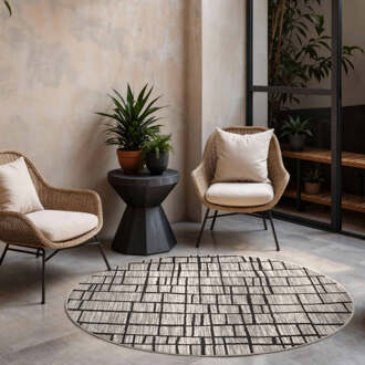 Ted Baker Vloerkleed Crouch Rond - Zwart Wit Xcm - Polypropyleen - Dekbed-Discounter.nl