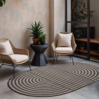 Ted Baker Vloerkleed Woodfield Ovaal - Zwart Wit Xcm - Polypropyleen - Dekbed-Discounter.nl