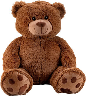 Teddy beer knuffel van zachte pluche - 64 cm zittend/100 cm staand Bruin