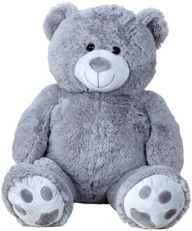 Teddy beer knuffel van zachte pluche - 64 cm zittend/100 cm staand Grijs