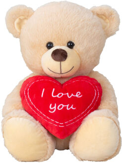 Teddy beer knuffel van zachte pluche - met liefdes hartje - 30 cm zittend