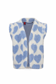 Teddy gilet offwhite hartjes voor meisjes in de kleur - maat 104/110 Ecru
