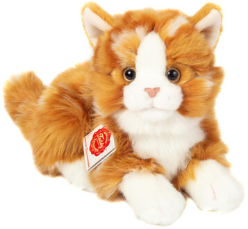 Teddy HERMANN ® Cat lying red ge tiger t, 20 cm Rood