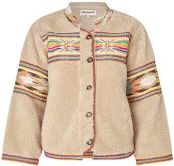 Teddy jasje met borduursels Siri  beige - S,M,L,
