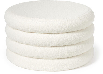 Teddy poef gelaagd xl - wit - ø55x32 cm