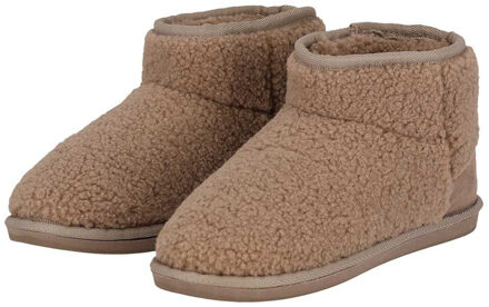 teddy sloffen - dames - taupe - teddystof - pantoffels - hoog 39-40