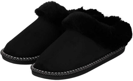 teddy sloffen - dames - zwart - instappers - pantoffels - laag 37-38