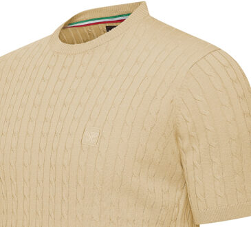 Tee SS Loreto Cable Knit Tee Beige - maat L