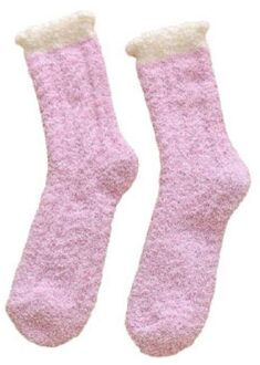 Teen Sokken Dikke Warme Bont Fleece Vloer Sokken Accessoires Sport Sokken Sportkleding Vrouwen Winter Pluizige Lange Sokken diep roze