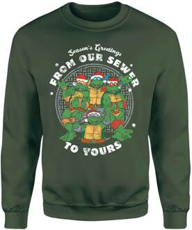 Teenage Mutant Ninja Turtles Sewer Season's Greetings Christmas Jumper - Green - L - Groen