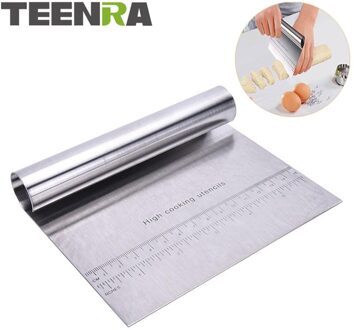 TEENRA 1 Stks 15x12 cm Gebak Cutter Pizza Deegschraper Cutter Cake Brood Spatel Deeg Meel Slicer met schaal Bakken Tools