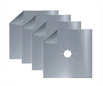 TEENRA 4 stks Herbruikbare Folie Gas Kookplaat Gasfornuis Protector Gasbrander Cover Liner Mat Kookplaat Brander Keuken Accessoires