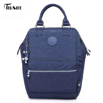 TEGAOTE Nylon Rugzak Studenten Schooltas Voor Tiener Meisjes Jongens Rugzakken Street Rugzak Laptop Rugzak Vrouwelijke diep blauw / 26CMX19CMX41CM 1609