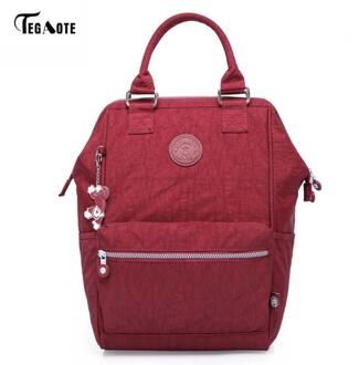 TEGAOTE Nylon Rugzak Studenten Schooltas Voor Tiener Meisjes Jongens Rugzakken Street Rugzak Laptop Rugzak Vrouwelijke donker rood / 26CMX19CMX41CM 1609
