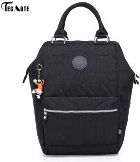 TEGAOTE Nylon Rugzak Studenten Schooltas Voor Tiener Meisjes Jongens Rugzakken Street Rugzak Laptop Rugzak Vrouwelijke zwart / 26CMX19CMX41CM 1609