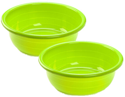Teiltje - 2x - 11 liter - rond - groen - afwasbak - 39 x 14 cm