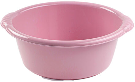 teiltje/afwasbak rond - Set van 2x stuks - 10 liter - roze - kunststof - 40 x 38 x 15 c