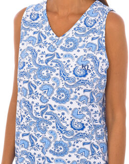 Tekening Blauw KL45215 dames nachtjapon zonder bandjes Veelkleurig - XL