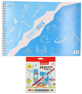 Tekenset A3 tekenboek met 24 kleurpotloden