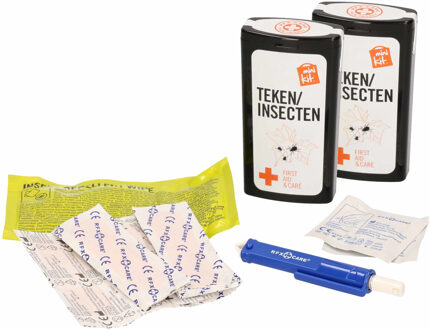 tekentang - 2x - tekenpincet - mini EHBO setje/kit - Teek/teken verwijderen set