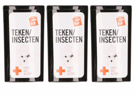 tekentang - 3x - tekenpincet - mini EHBO setje/kit - Teek/teken verwijderen set
