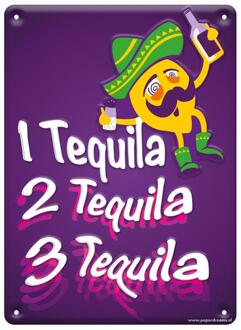 Tekstbord Metaal 22x16,5cm - Drink Tequila paars