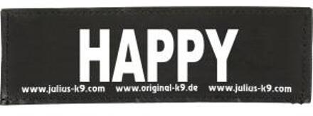 Tekstlabel voor powerharnas– Happy-  groot 5 x 16 cm.