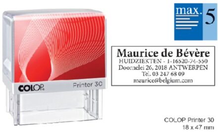 Tekststempel Colop Printer 30 +bon 5regels 47x18mm Transparant