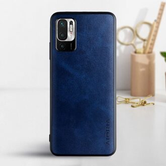 Telefoon Case Voor Xiaomi Poco M3 Pro 5G Coque Luxe Vintage Leather Skin Covers Voor Xiaomi Poco M3 Pro 5G Case Funda Capa donker blauw