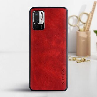 Telefoon Case Voor Xiaomi Poco M3 Pro 5G Coque Luxe Vintage Leather Skin Covers Voor Xiaomi Poco M3 Pro 5G Case Funda Capa rood