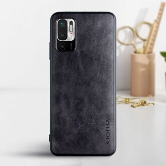Telefoon Case Voor Xiaomi Poco M3 Pro 5G Coque Luxe Vintage Leather Skin Covers Voor Xiaomi Poco M3 Pro 5G Case Funda Capa zwart