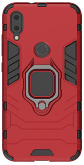 Telefoon Case voor Xiaomi Redmi Note 7 Back Cover PC + TPU Case Vinger Ring Stand Auto Houder Bescherm Case mobiele Telefoon Accessoires Rood