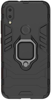 Telefoon Case voor Xiaomi Redmi Note 7 Back Cover PC + TPU Case Vinger Ring Stand Auto Houder Bescherm Case mobiele Telefoon Accessoires Zwart