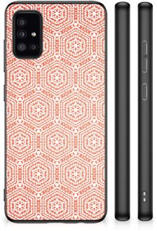 Telefoon Hoesje Samsung Galaxy A51 Hippe Hoesjes met Zwarte rand Pattern Orange