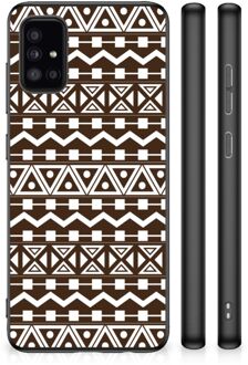 Telefoon Hoesje Samsung Galaxy A51 Leuk TPU Backcase met Zwarte rand Aztec Brown