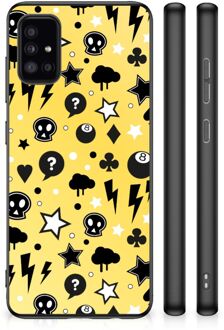 Telefoon Hoesje Samsung Galaxy A51 Silicone Back Cover met Zwarte rand Punk Yellow