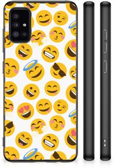 Telefoon Hoesje Super als Cadeautjes voor Meisjes Samsung Galaxy A51 Backcover Soft Siliconen Hoesje met Zwarte rand Emoji