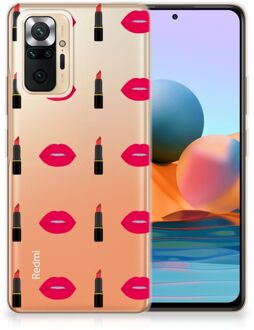 Telefoon Hoesje Xiaomi Redmi Note 10 Pro Silicone Hoesje Doorzichtig Lipstick Kiss