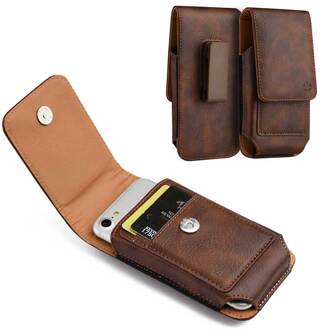 Telefoon Pouch Case Holster Voor Iphone 6/6 S/7/8 Universele 4.7/5.5 Inch Riem Clip cover Wallet Bag Case Voor Iphone 6 6S 7 8 Plus 4.7 duim / bruin
