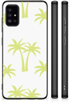 Telefoonhoesje met Naam Samsung Galaxy A51 Silicone Case met Zwarte rand Palmtrees