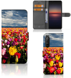 Telefoonhoesje met Tekst Sony Xperia 1 II Wallet Book Case Moederdag Cadeau Tulpen