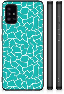 Telefoonhoesje Samsung Galaxy A51 Back Case Siliconen Hoesje met Zwarte rand Cracks Blue