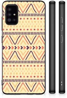 Telefoonhoesje Samsung Galaxy A51 Leuk Case met Zwarte rand Aztec Yellow