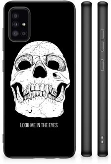 Telefoonhoesje Samsung Galaxy A51 Silicone Case met Zwarte rand Skull Eyes