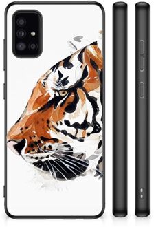 Telefoonhoesje Samsung Galaxy A51 Silicone Case met Zwarte rand Tiger