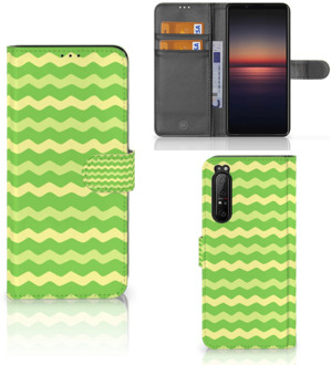 Telefoonhoesje Sony Xperia 1 II Book Case Waves Green